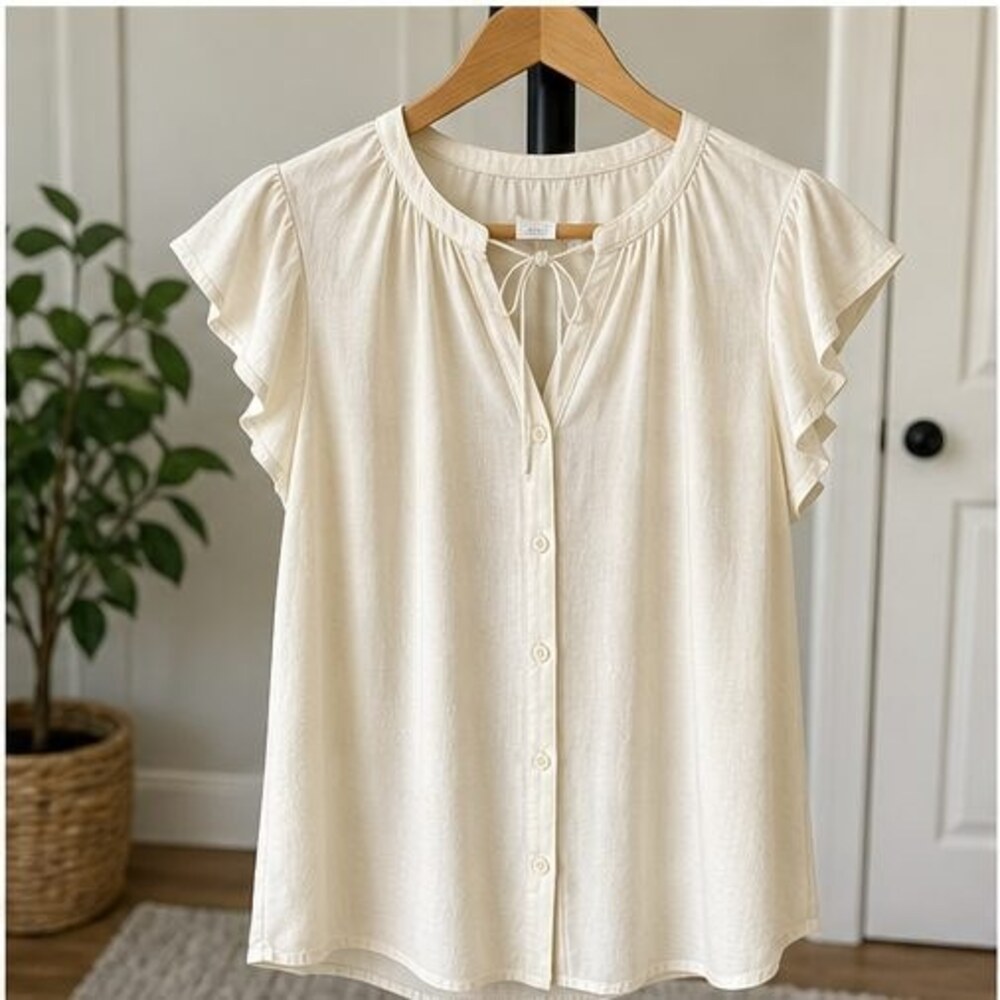 Cream Pleated Blouse
